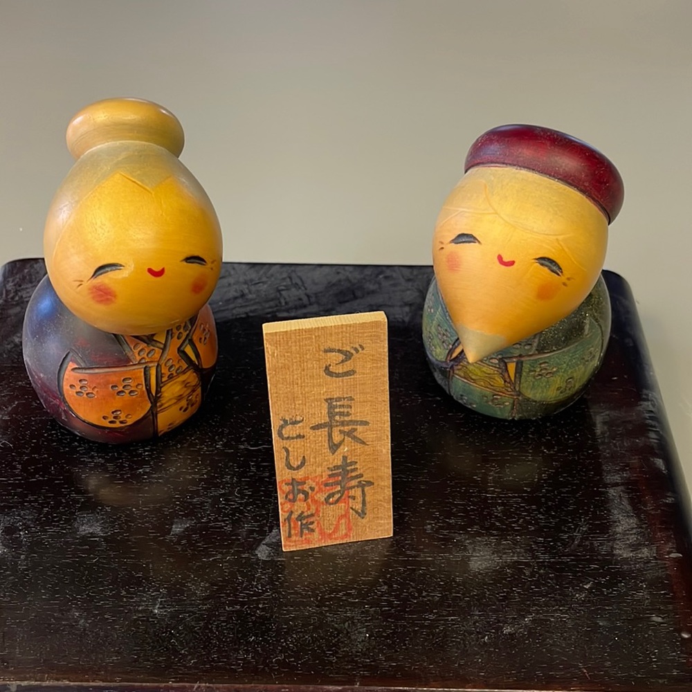 Japanese wood dolls made from Japan.